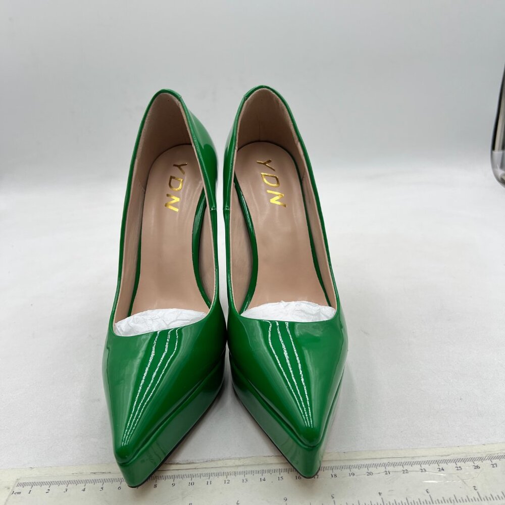Ydn Green Platform Pointed Toe Slip On Pumps Spec… - image 2